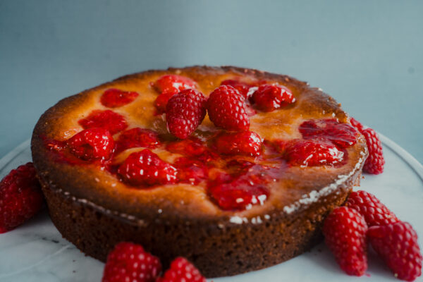 Almond & Raspberry Polenta Cake 8”