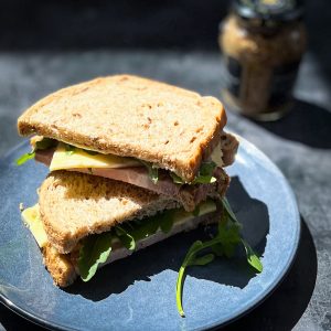 Baked Ham & Cheddar Sandwich on White