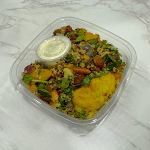 Curried Cauliflower & Quinoa with Yoghurt Dressing