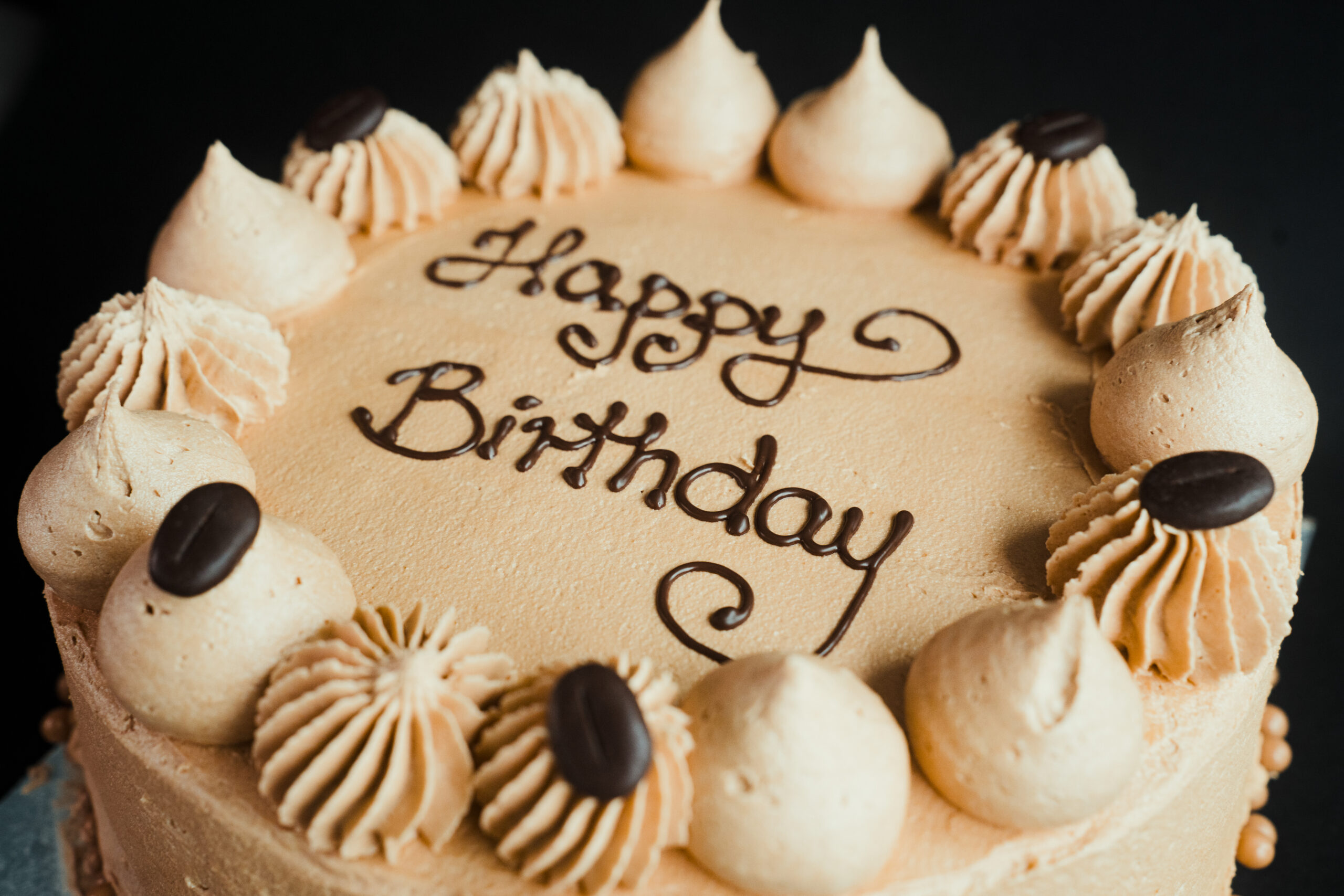 Decorated Coffee Buttercream Cake