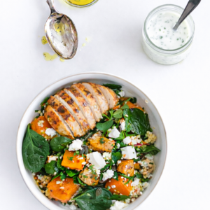 Cajun Chicken with Squash & Feta Salad