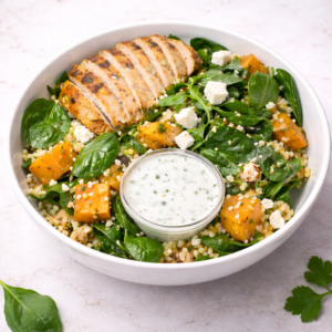 cajun-chicken-with-squash-feta-salad