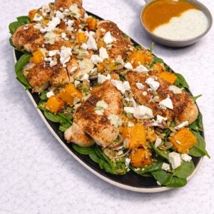 cajun-chicken-with-squash-feta-salad-platter