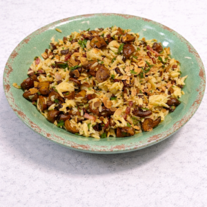large-orzo-pasta-with-balsamic-glazed-mushroom-baconparmesan-almond-salad